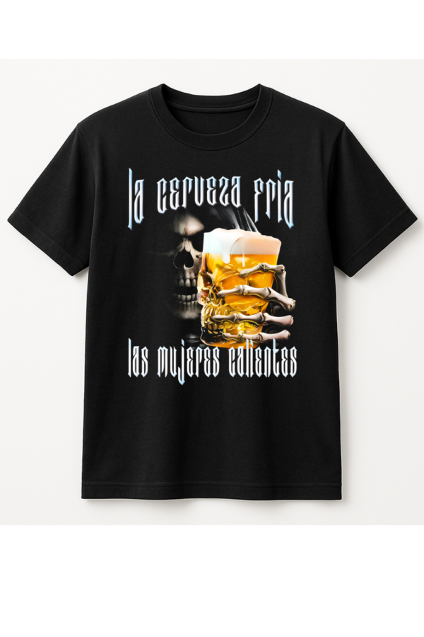 PLAYERA CALACAS GYM LA CERVEZA FRÍA MANGA CORTA