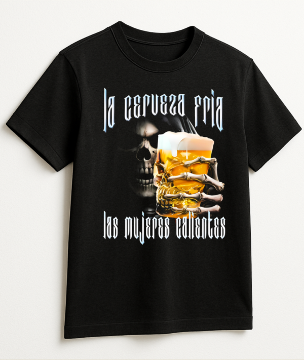 PLAYERA CALACAS GYM LA CERVEZA FRÍA MANGA CORTA