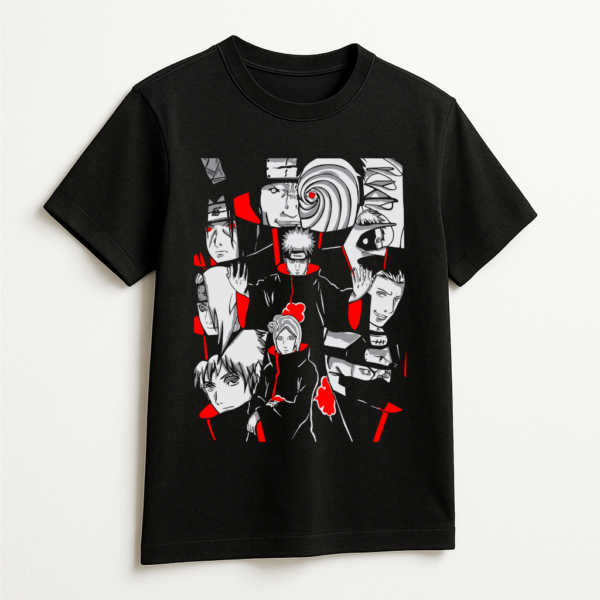 PLAYERA ANIME NARUTO AKATSUKI´S UNISEX MANGA CORTA