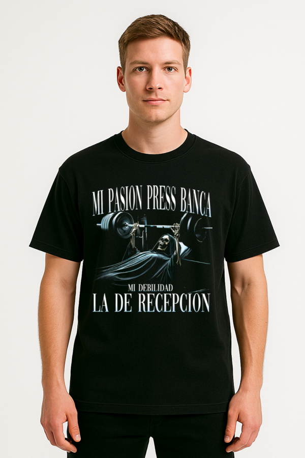 PLAYERA CALACAS GYM UNISEX MANGA CORTA MI DEBILIDAD LA DE RECEPCIÓN