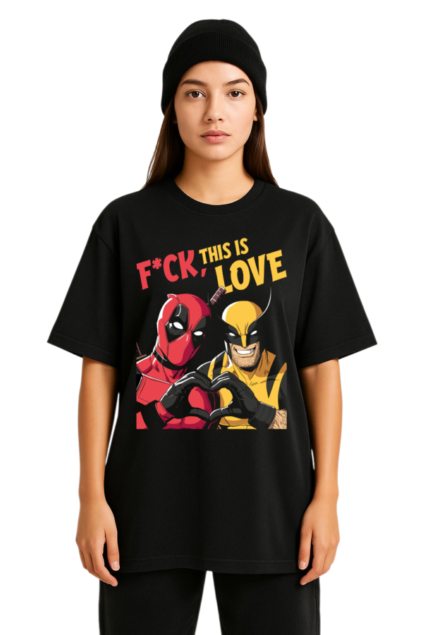 PLAYERA DEADPOOL & WOLVERINE LOVE UNISEX MANGA CORTA