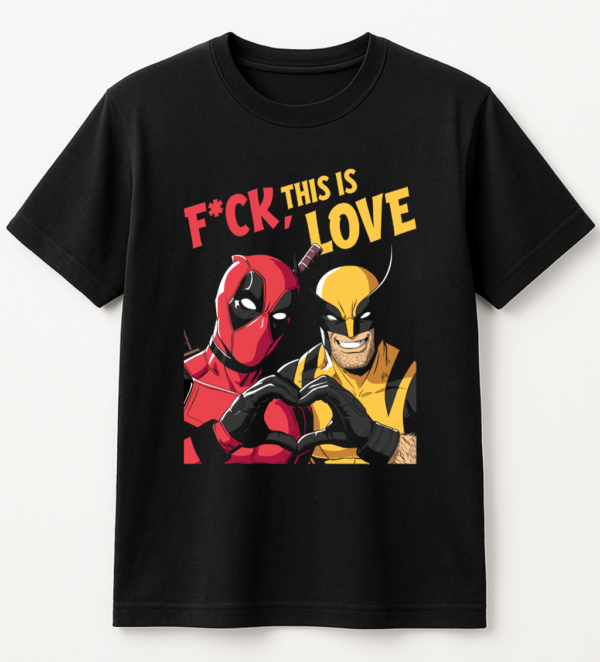 PLAYERA DEADPOOL & WOLVERINE LOVE UNISEX MANGA CORTA