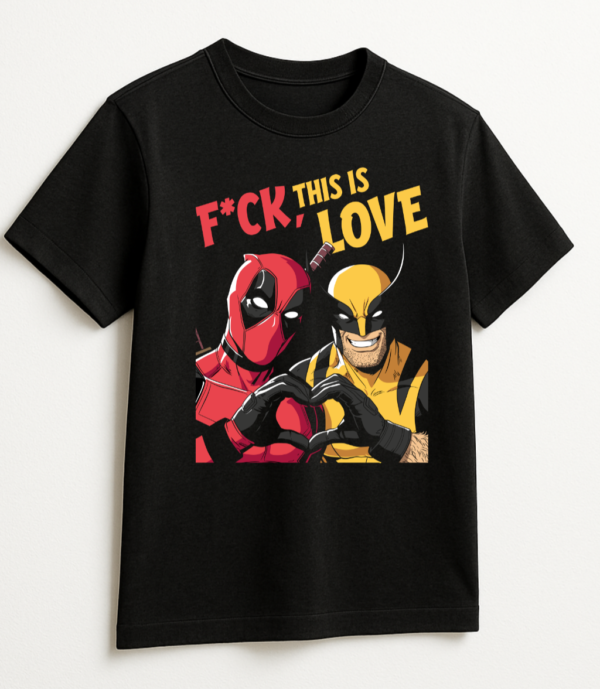 PLAYERA DEADPOOL & WOLVERINE LOVE UNISEX MANGA CORTA