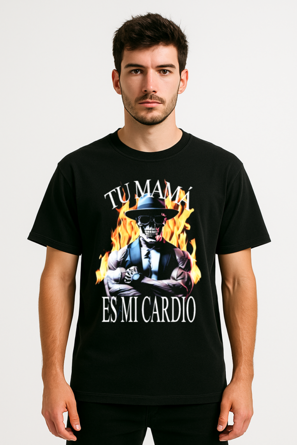 PLAYERA CALACAS GYM TU MAMÁ ES MI CARDIO UNISEX MANGA CORTA