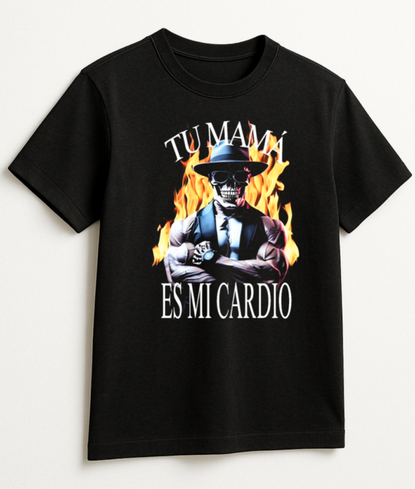 PLAYERA CALACAS GYM TU MAMÁ ES MI CARDIO UNISEX MANGA CORTA