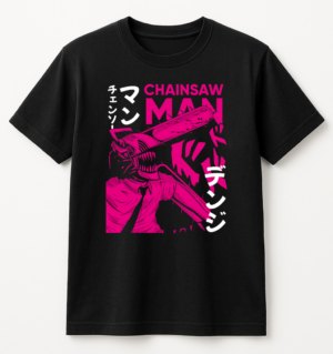 PLAYERA ANIME CHAINSAW MAN PINK UNISEX MANGA CORTA