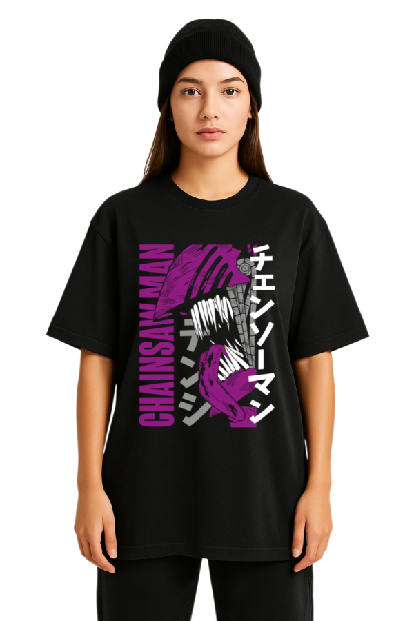 PLAYERA CHAINSAW MAN PURPLE UNISEX